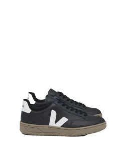V-12 LEATHER BLACK WHITE DUNE
