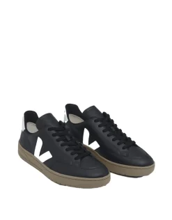 V-12 LEATHER BLACK WHITE DUNE